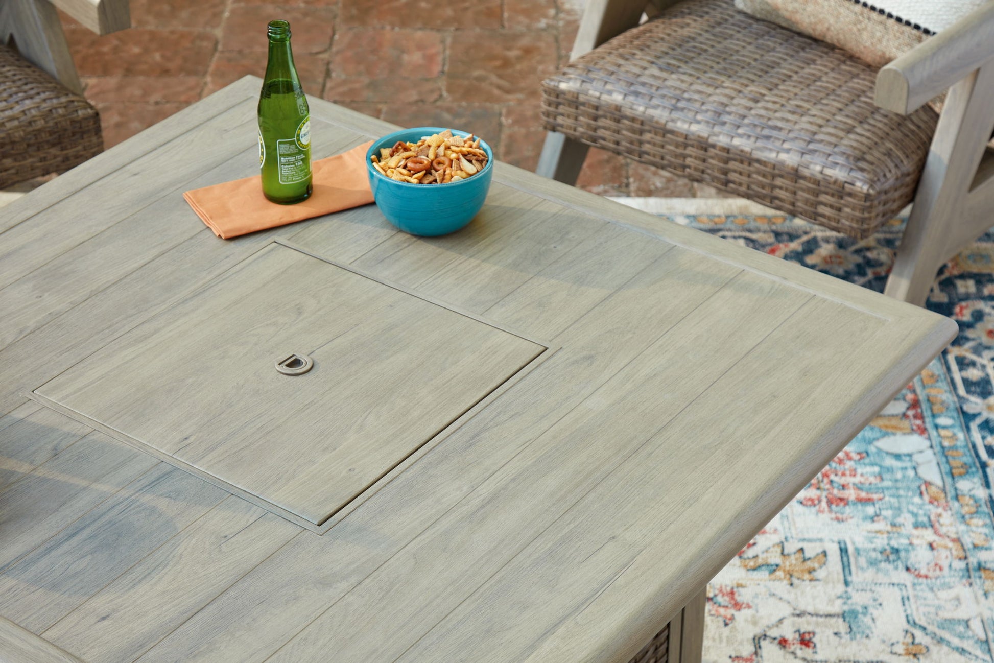Cliff Trails - Beige - Square Fire Pit Table - Hornell Furniture Outlet