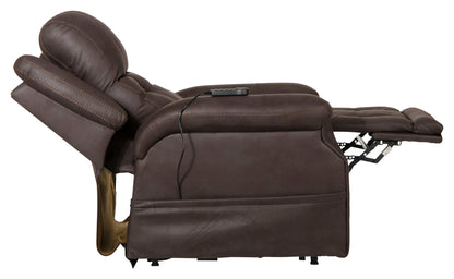 Haywood - Power Headrest Power Lift Lay Flat Recliner With Heat & Massage - Chocolate - Hornell Furniture Outlet