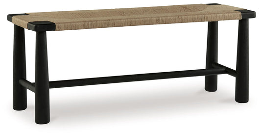 Acerman - Black / Natural - Accent Bench - Hornell Furniture Outlet