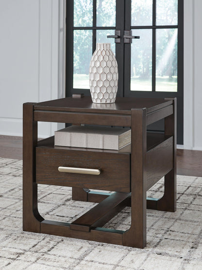 Breckington - Square End Table - Dark Brown - Hornell Furniture Outlet