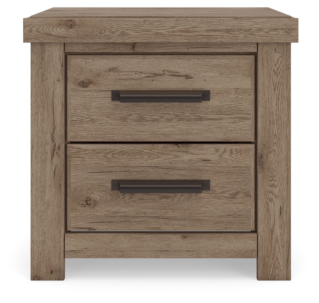 Oliandon - Two Drawer Night Stand - Light Brown - Hornell Furniture Outlet