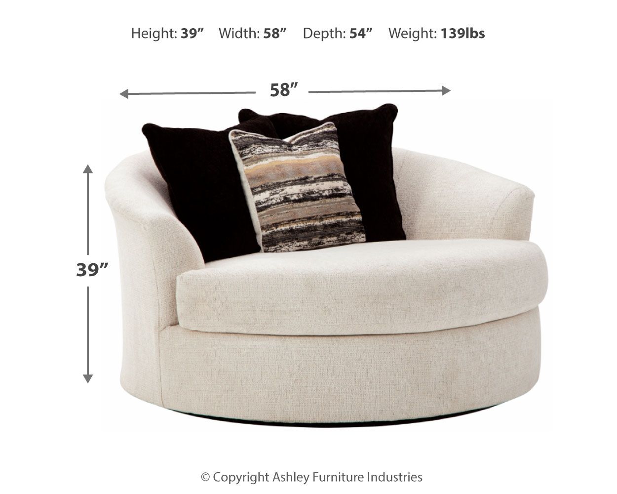 Cambri - Snow - Oversized Round Swivel Chair - Hornell Furniture Outlet