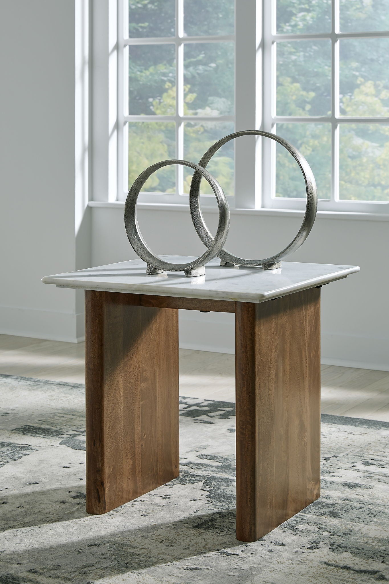 Isanti - Light Brown / White - Rectangular End Table - Hornell Furniture Outlet