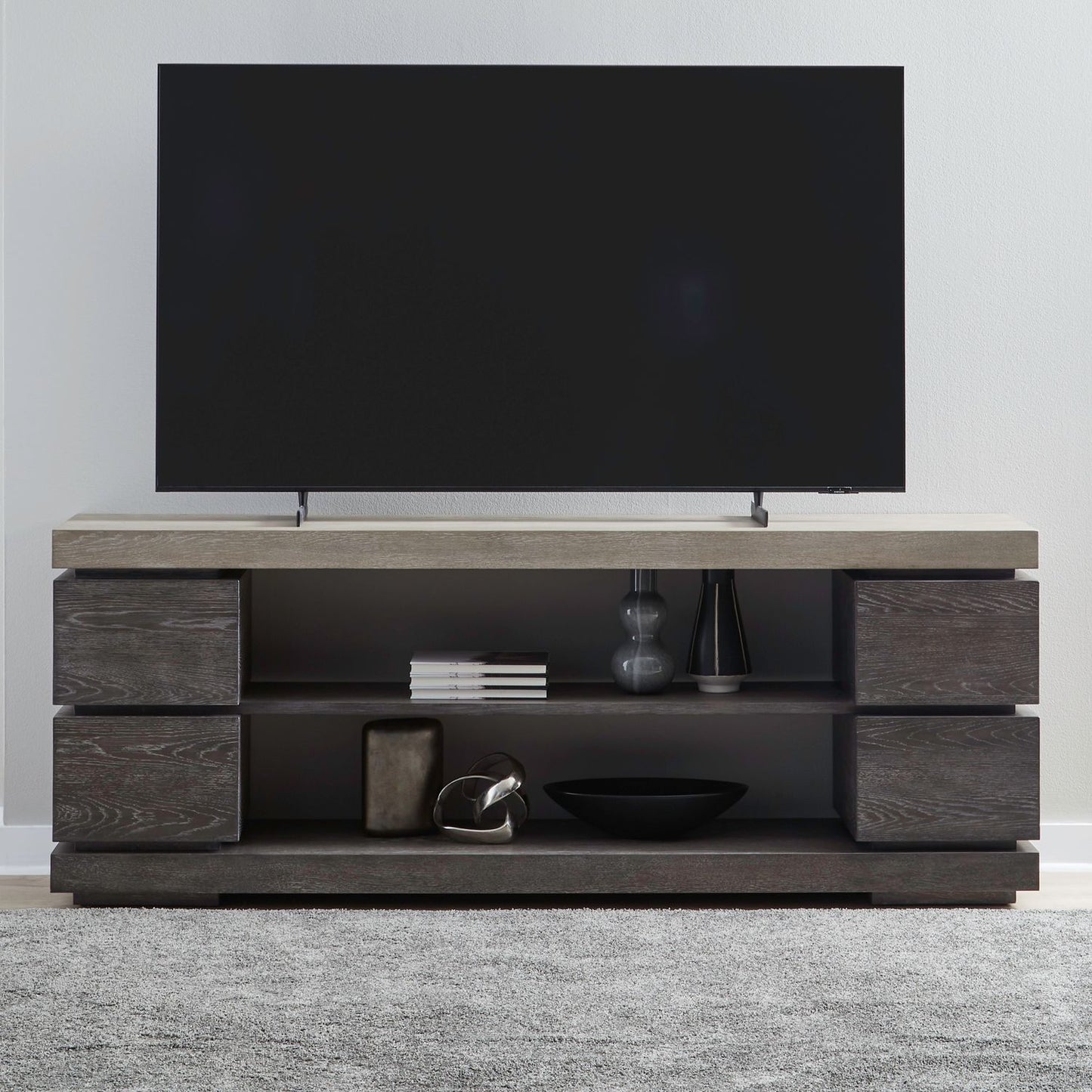 Piedmont - 84'' TV Console - Charcoal / Ash - Hornell Furniture Outlet