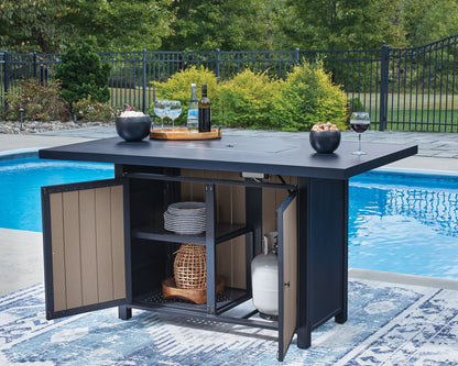 East Beach - Rectangular Bar Table With Fire Pit - Blue - Hornell Furniture Outlet