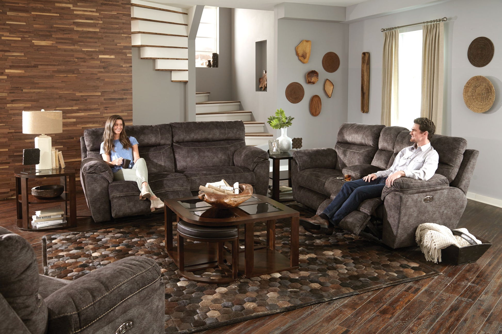 Sedona - Power Headrest Lay Flat Reclining Console Loveseat With Storage & Cupholders - Hornell Furniture Outlet