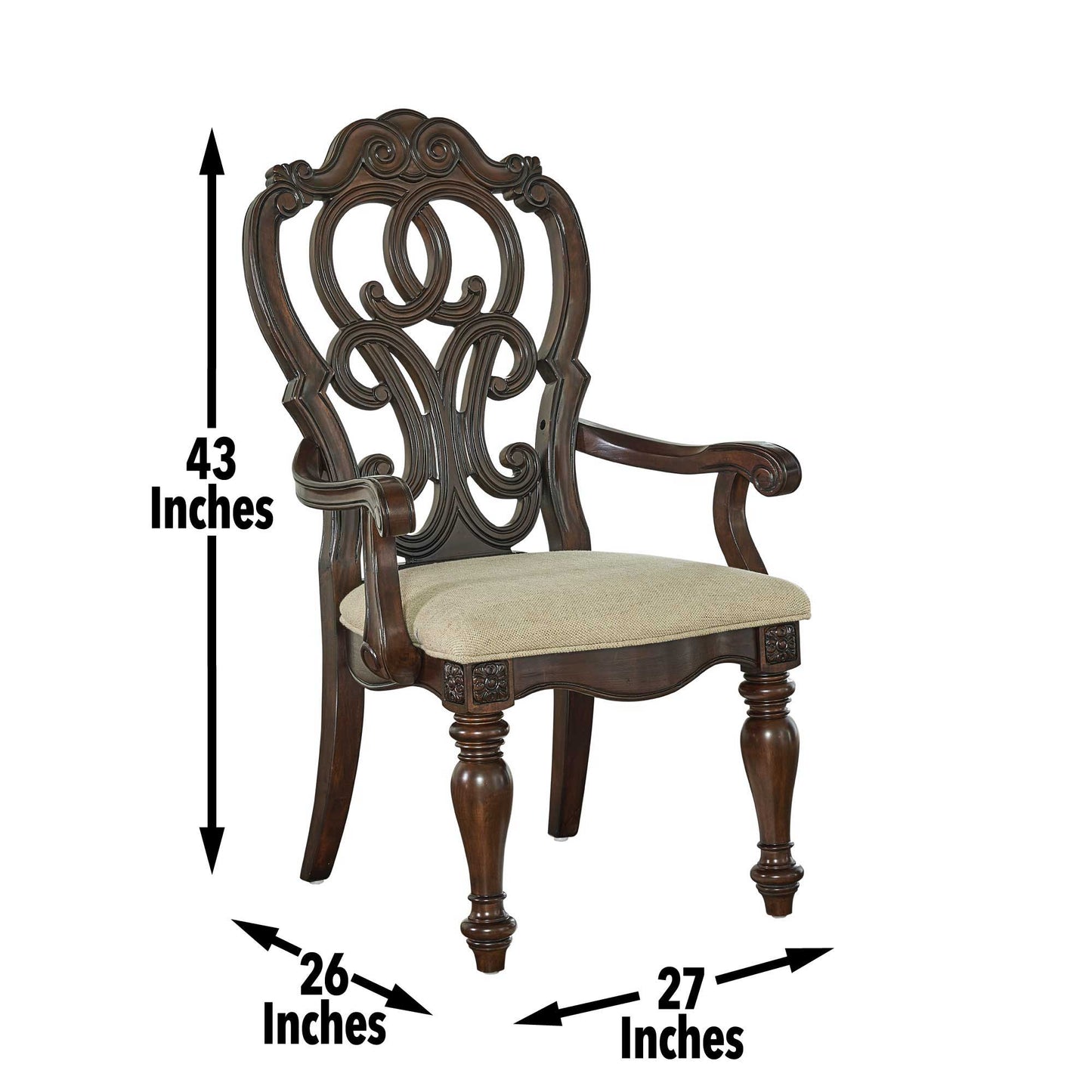 Royale - Arm Chair (Set of 2) - Dark Brown - Hornell Furniture Outlet