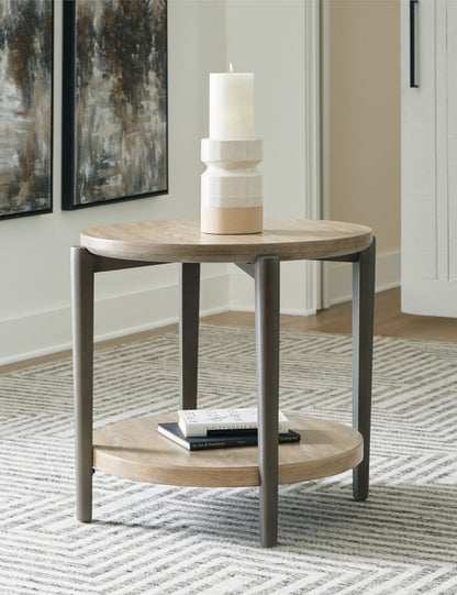 Dyonton - Light Grayish Brown - Round End Table - Hornell Furniture Outlet