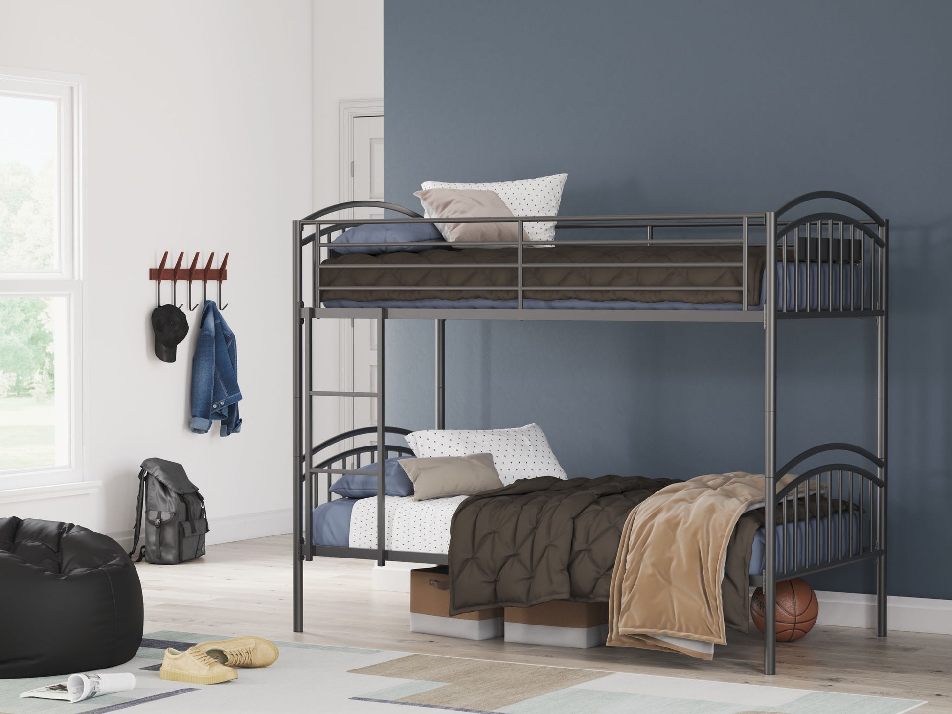 Lanceburg - Twin/Twin Bunk Bed With Ladder - Gray - Hornell Furniture Outlet