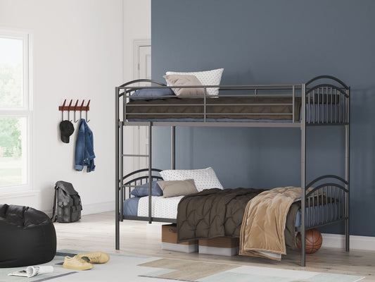 Lanceburg - Twin/Twin Bunk Bed With Ladder - Gray - Hornell Furniture Outlet