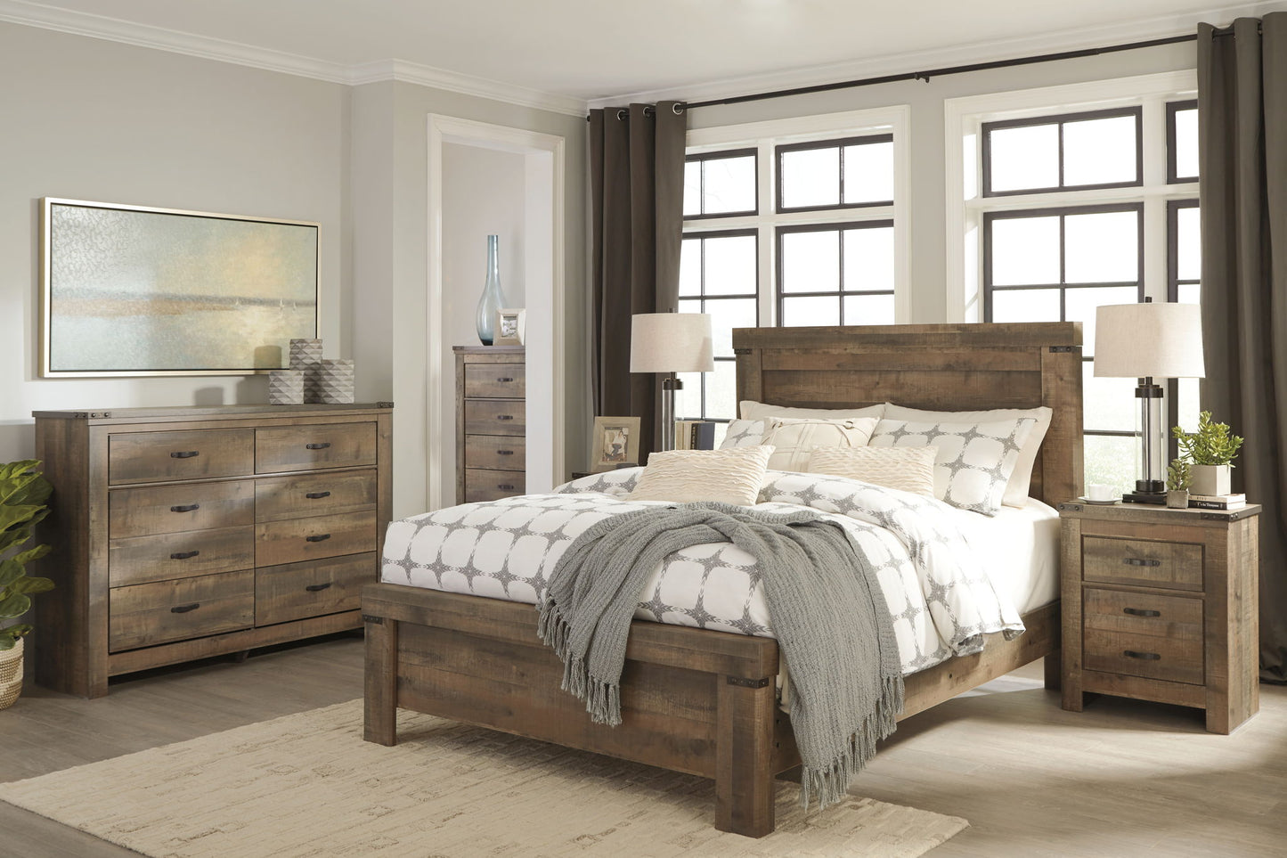 Trinell - Six Drawer Dresser - 61.34" x 15.98" x 42.99" - Brown Dark - Hornell Furniture Outlet