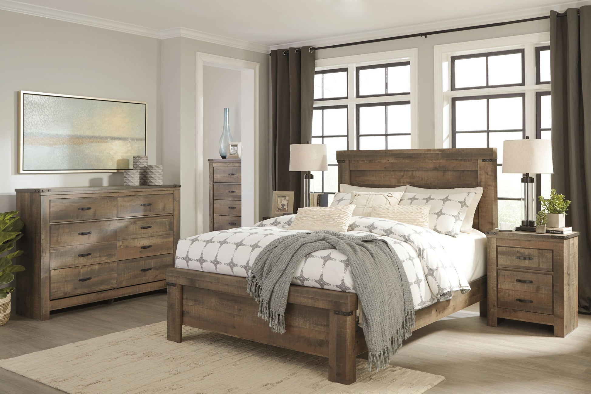 Trinell - Six Drawer Dresser - 61.34" x 15.98" x 42.99" - Brown Dark - Hornell Furniture Outlet