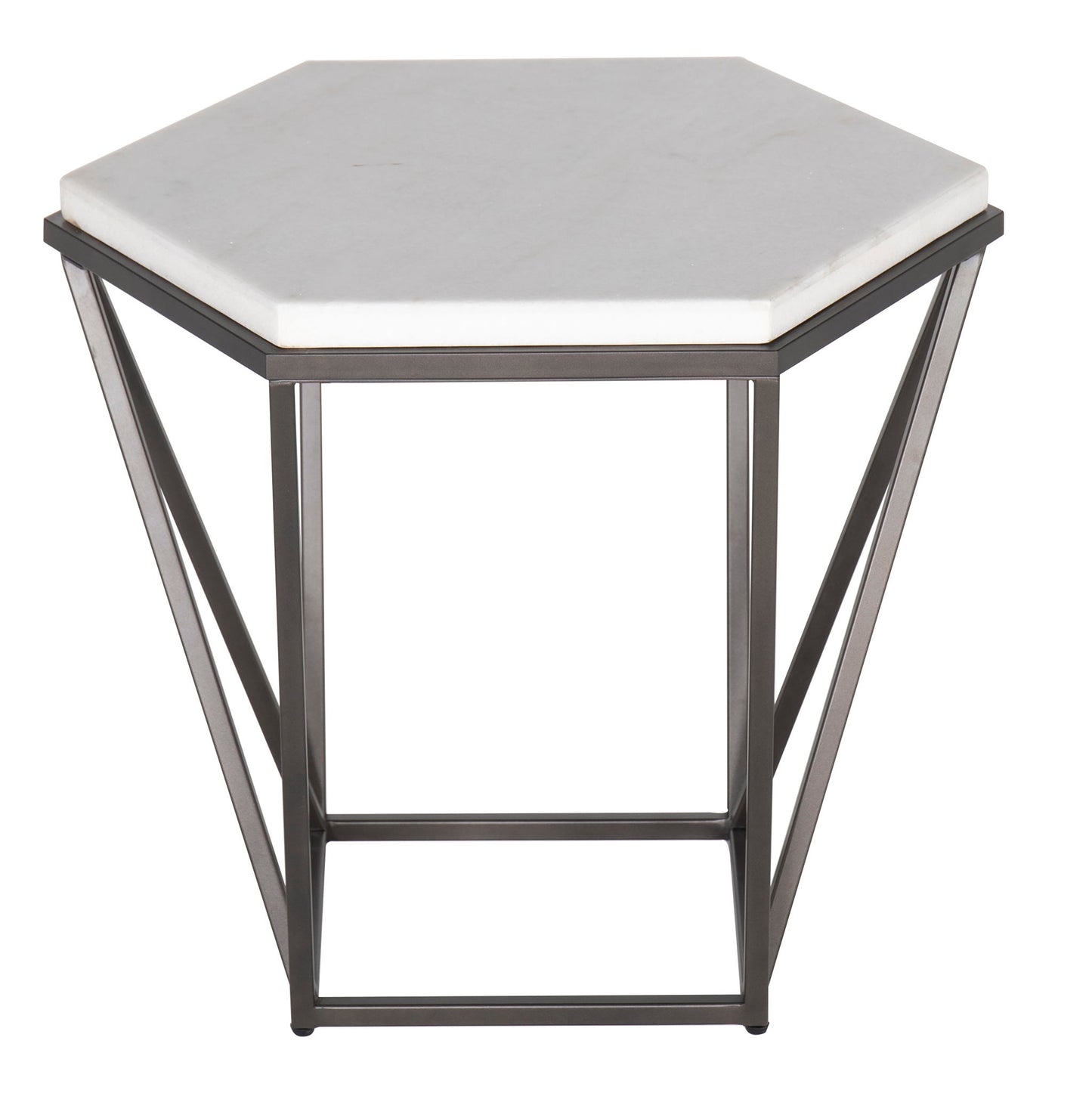 Corvus - End Table With Marble Top Hexagon - White - Hornell Furniture Outlet