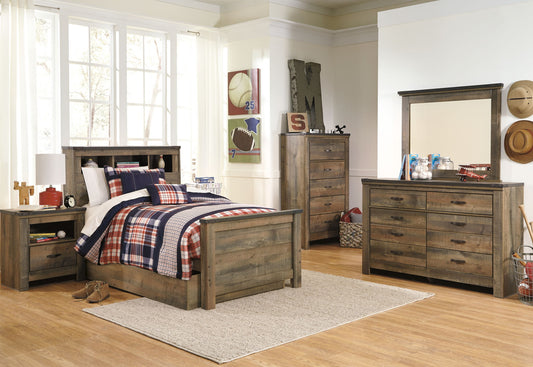 Trinell - Brown - Twin Bookcase Bed With 1 Large Storage Drawer - Hornell Furniture Outlet