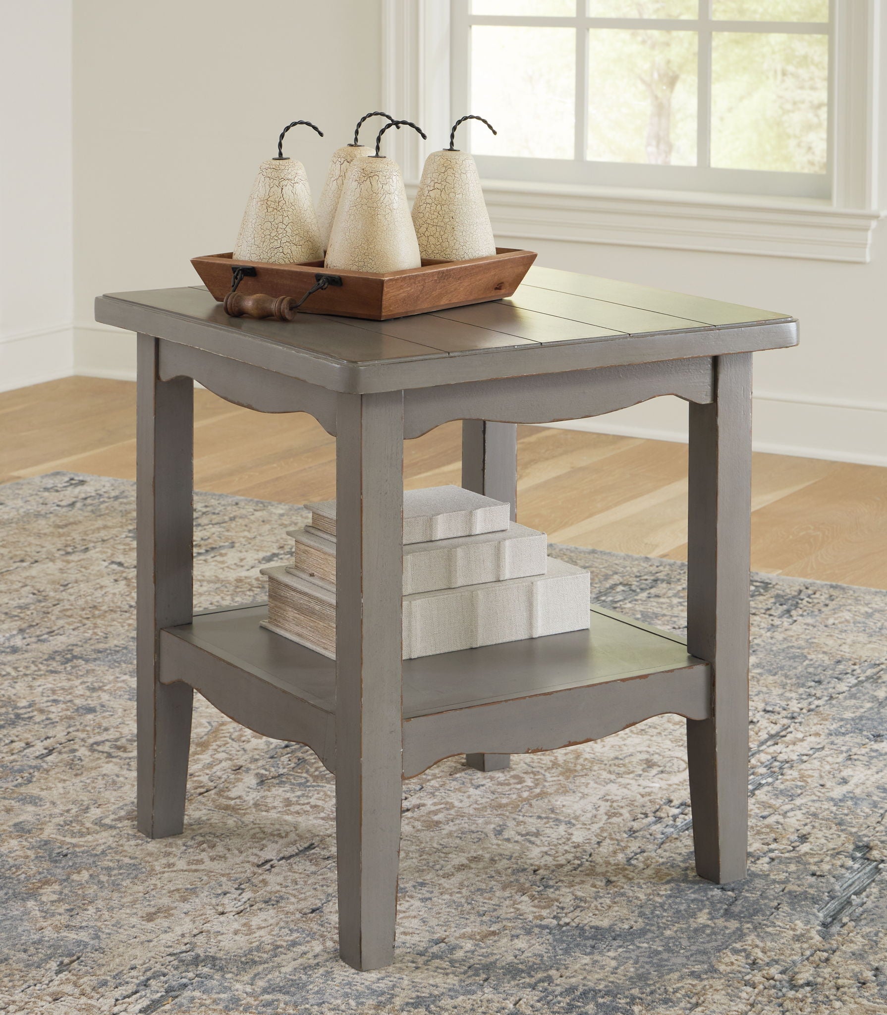 Charina - Antique Gray - Square End Table - Hornell Furniture Outlet