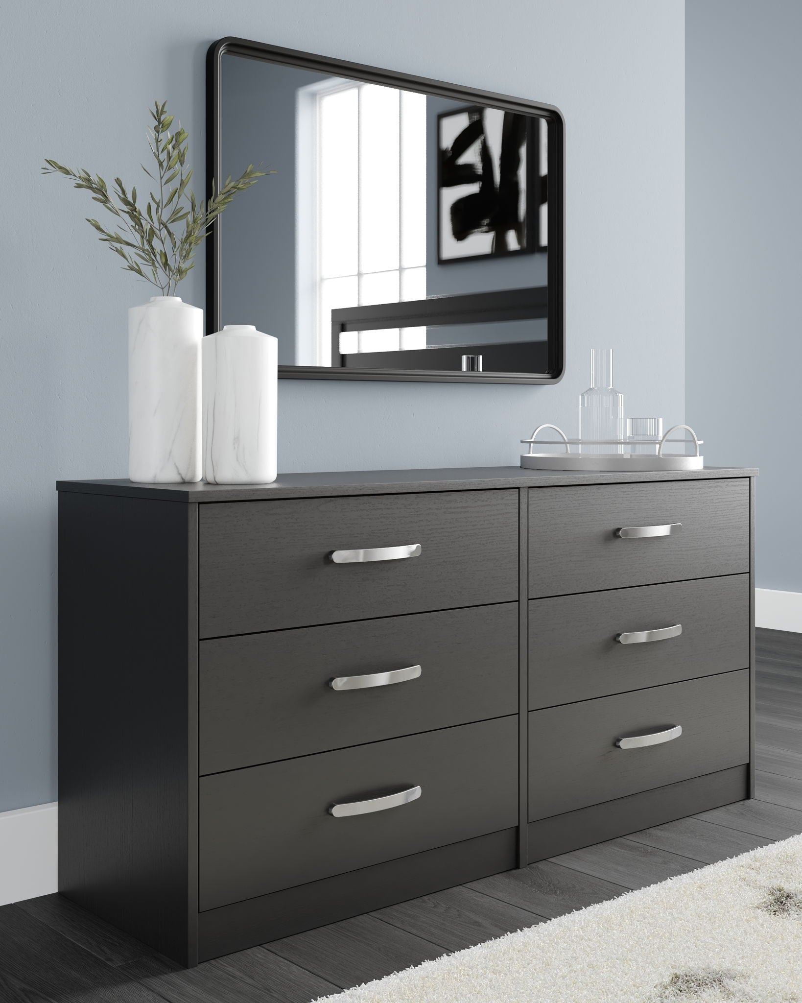 Finch - Six Drawer Dresser - Black - Hornell Furniture Outlet