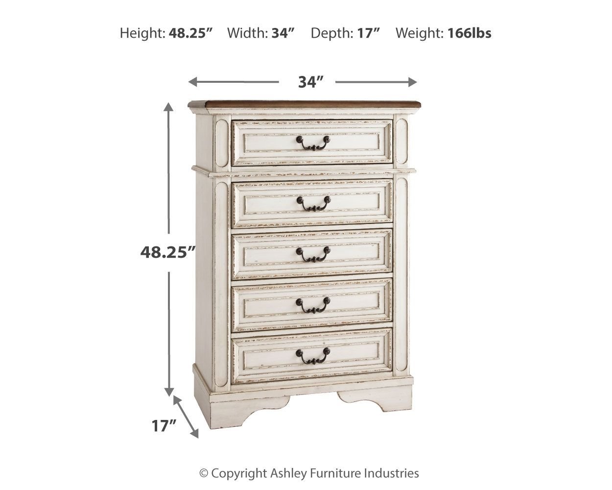 Realyn - Chest - Chipped White - Hornell Furniture Outlet