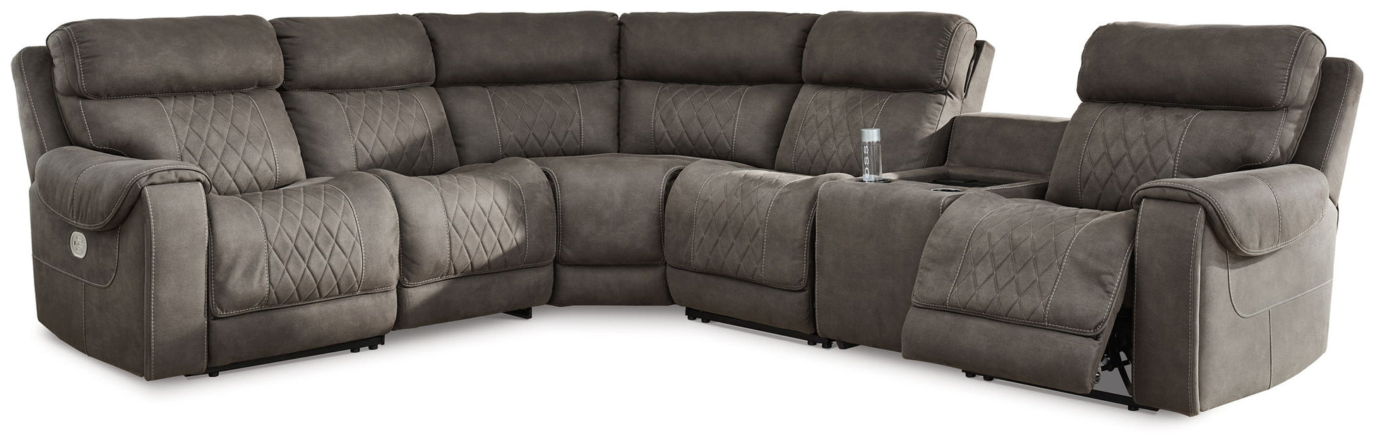 Hoopster - Gunmetal - Zero Wall Power Recliner with Console 6 Pc Sectional - Hornell Furniture Outlet