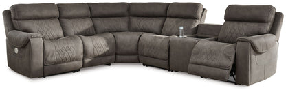 Hoopster - Gunmetal - Zero Wall Power Recliner with Console 6 Pc Sectional - Hornell Furniture Outlet