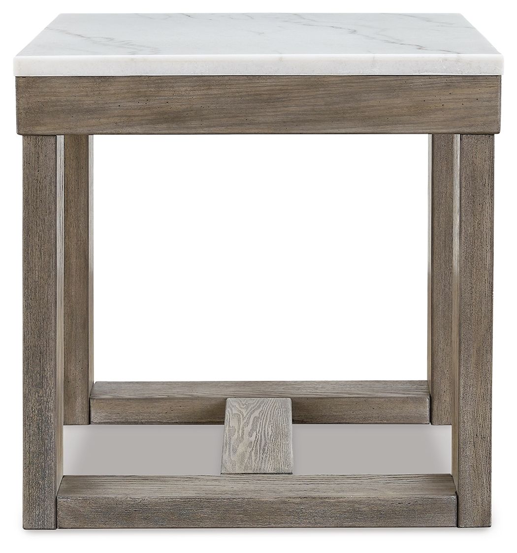 Loyaska - Brown / Ivory - Square End Table - Hornell Furniture Outlet