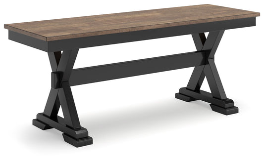 Wildenauer - Brown / Black - Large Dining Room Bench - Hornell Furniture Outlet