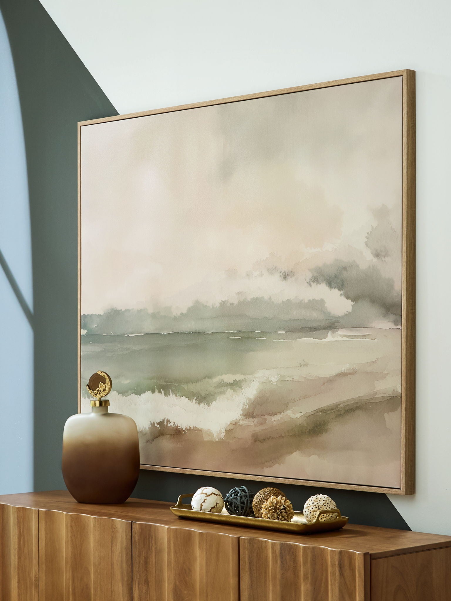 Vallus - Wall Art - Blush / Green / Gray - Hornell Furniture Outlet