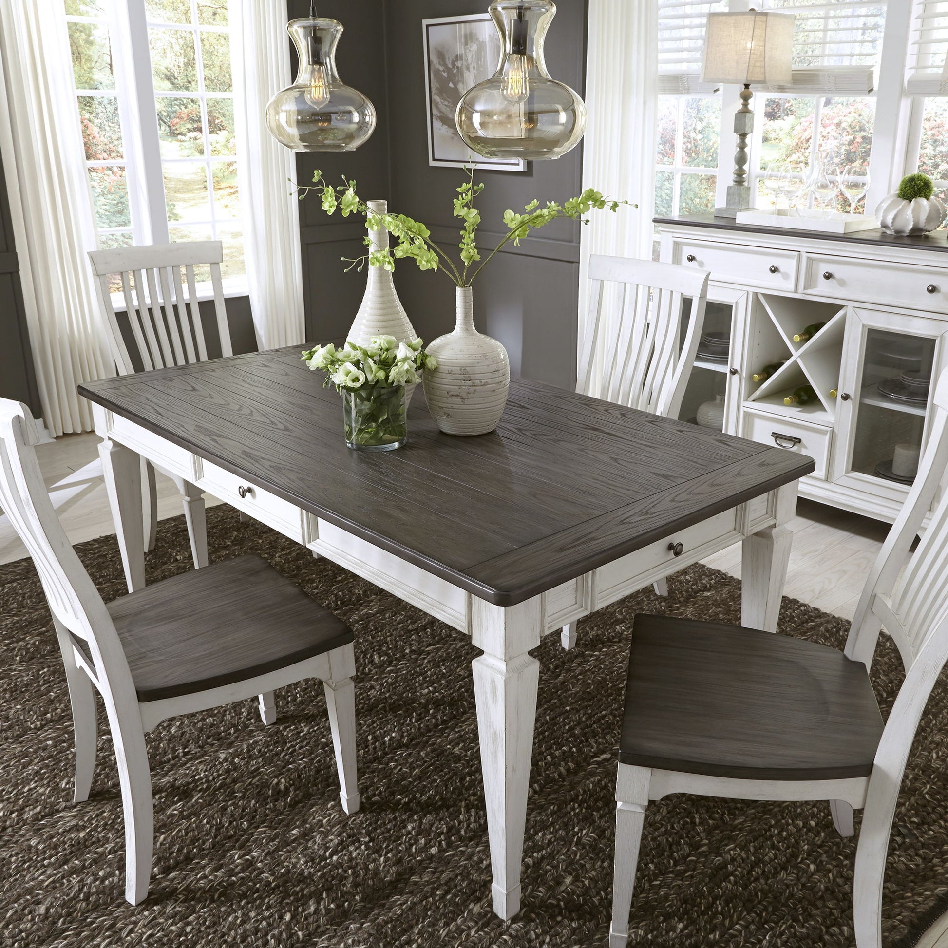 Allyson Park - Rectangular Leg Table - Dark Brown - Hornell Furniture Outlet