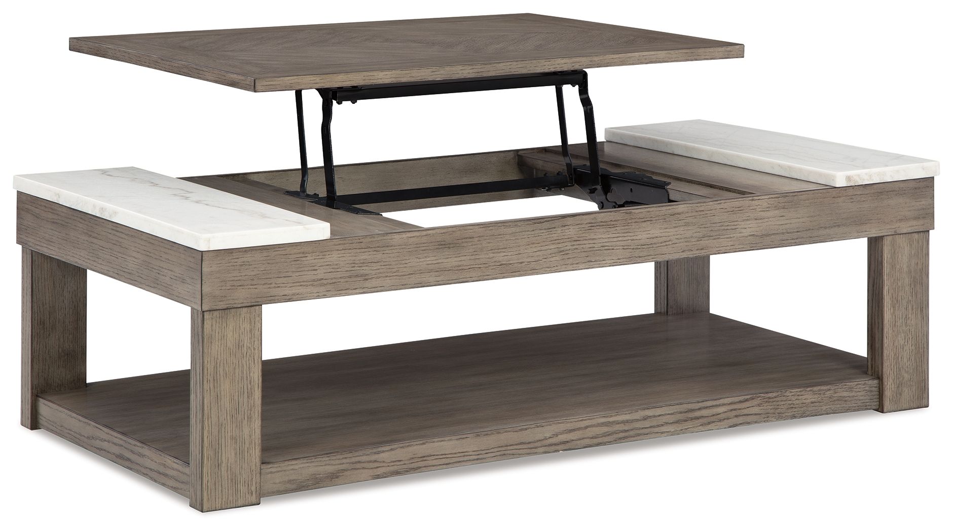 Loyaska - Grayish Brown / White - Lift Top Cocktail Table - Hornell Furniture Outlet