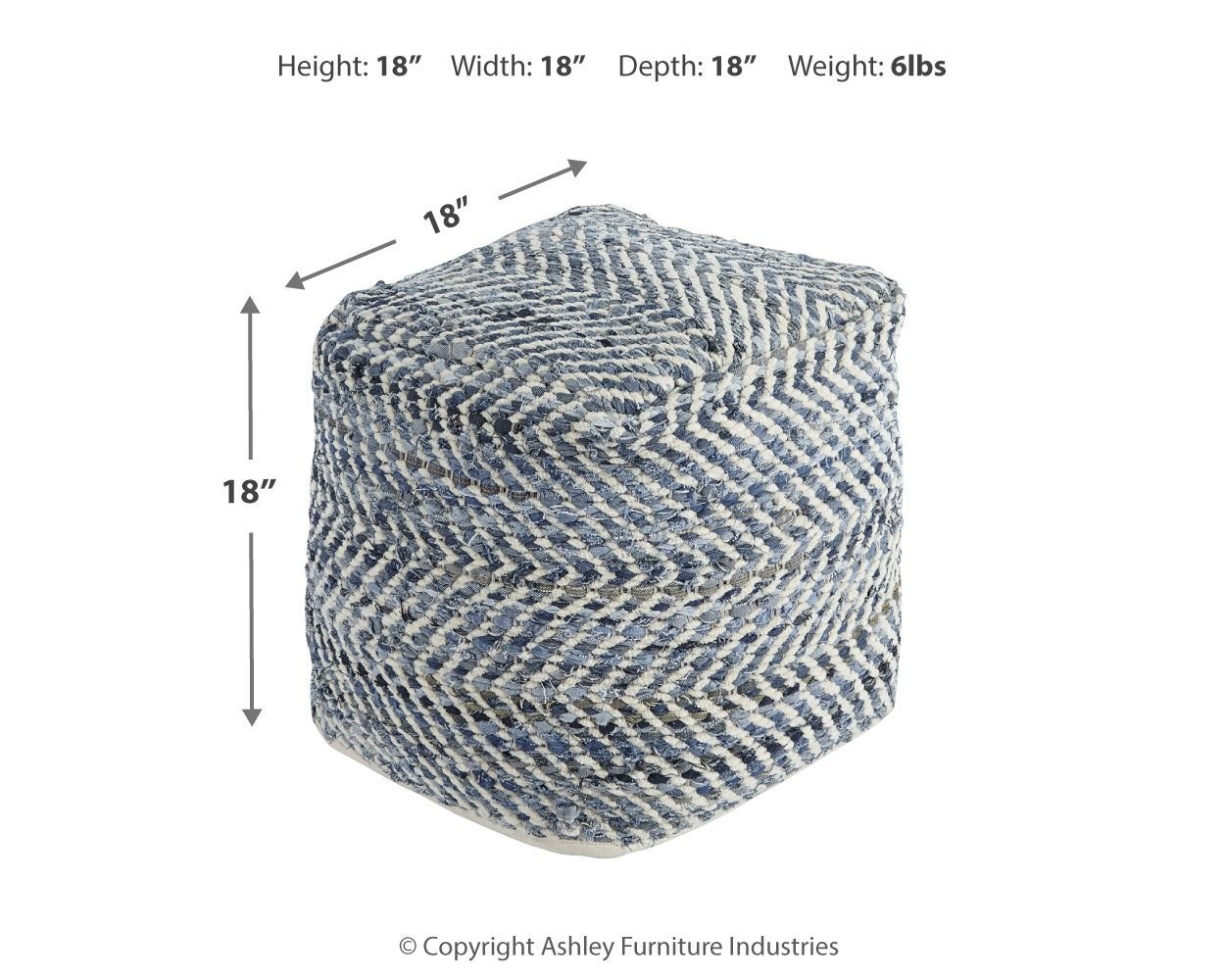 Chevron - Blue - Pouf - Hornell Furniture Outlet