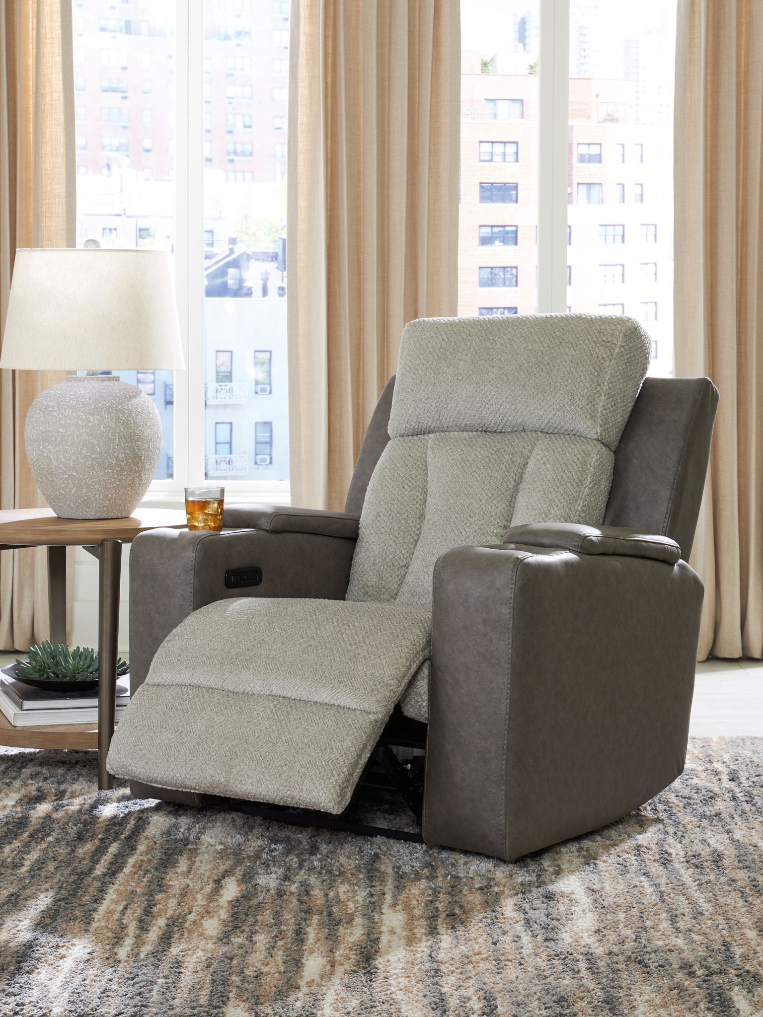 WhipLash - Sisal - Power Recliner With Adj Headrest - Hornell Furniture Outlet