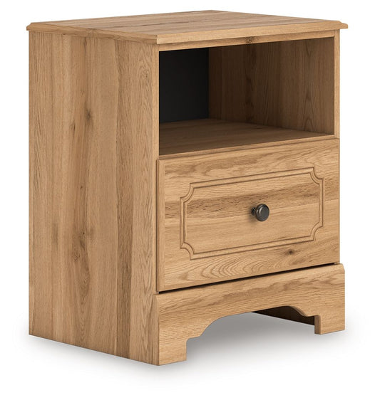Aleaport - Warm Brown - One Drawer Night Stand - Hornell Furniture Outlet