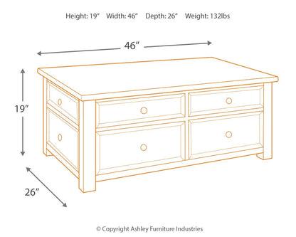 Tyler Creek - Grayish Brown / Black - Lift Top Cocktail Table - Hornell Furniture Outlet