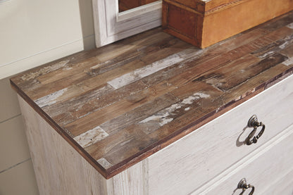 Willowton - Brown / Beige / White - Five Drawer Chest - Hornell Furniture Outlet
