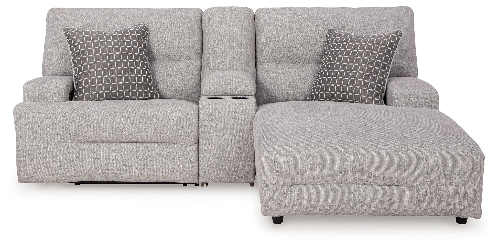 Acklen Place - Pewter - 4 Pc. - 3 - Piece Power Reclining Sectional Sofa With Raf Chaise, Wide Seat Power Recliner - Hornell Furniture Outlet