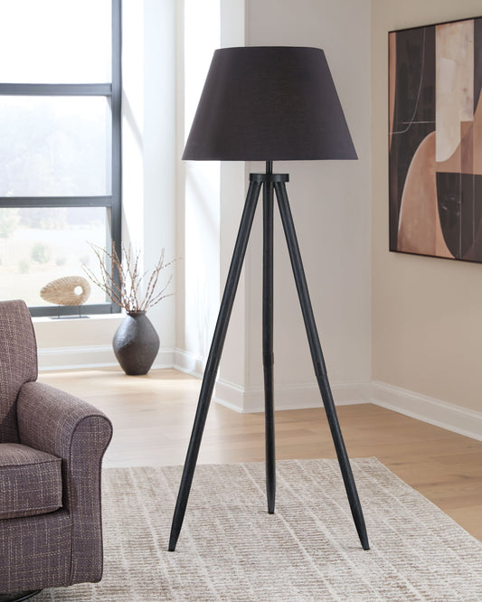 Orhan - Wood Floor Lamp - Black - Hornell Furniture Outlet