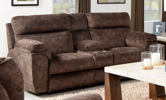 Sedona - Power Hdrst With Lumbar Lay Flat Reclining Console Loveseat With Storage & Cupholders - Hornell Furniture Outlet