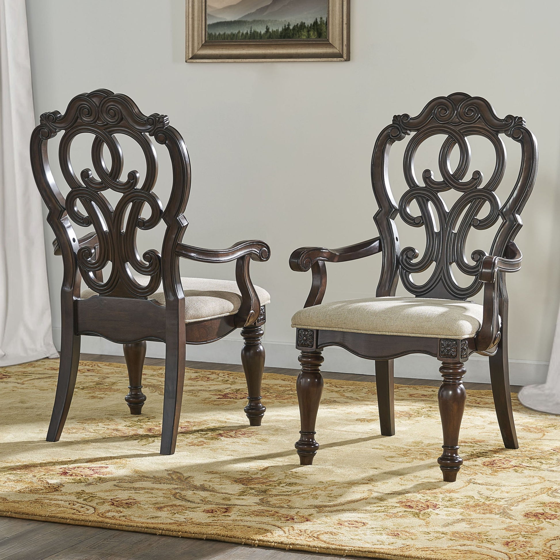 Royale - Arm Chair (Set of 2) - Dark Brown - Hornell Furniture Outlet