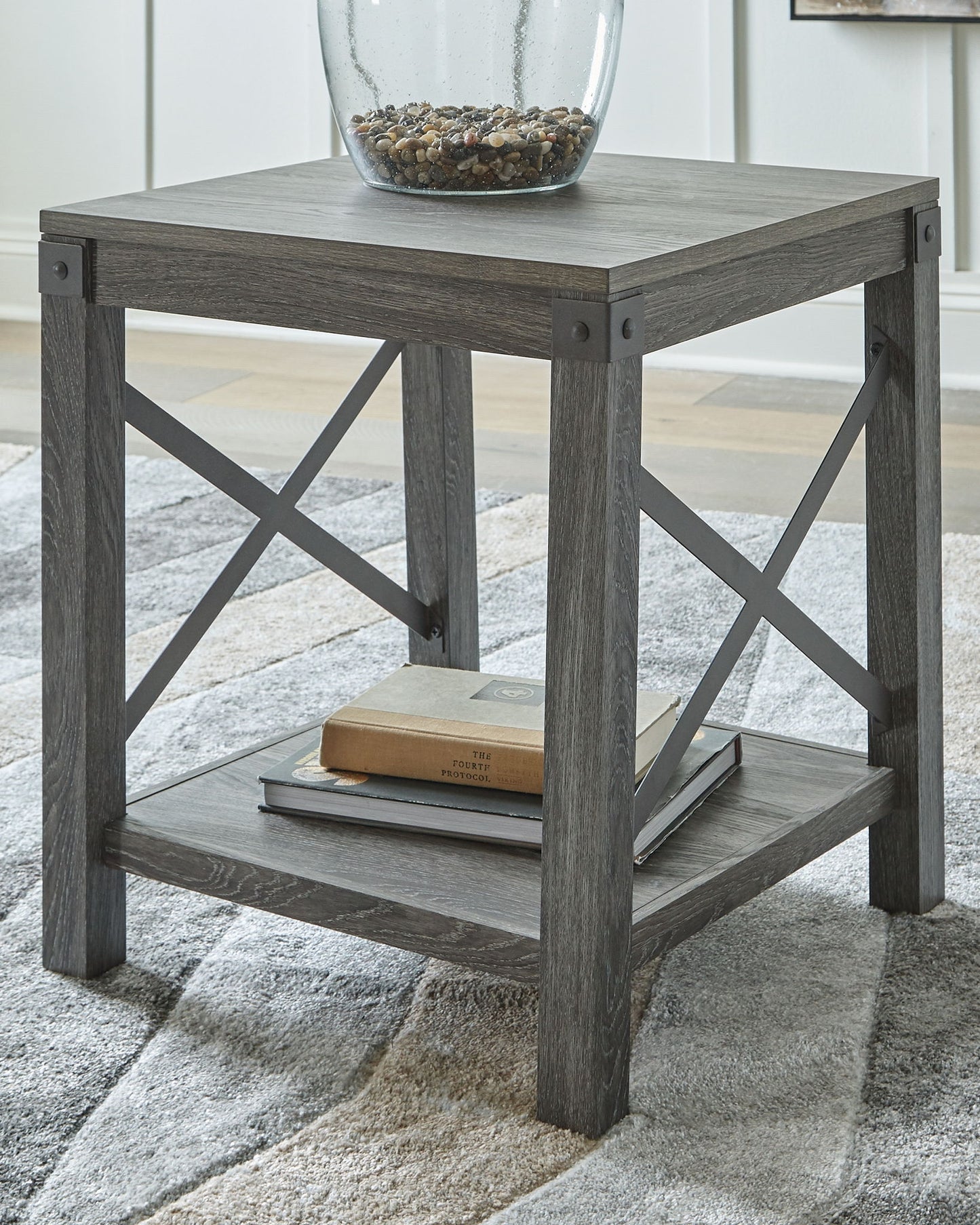 Freedan - Grayish Brown - Square End Table - Hornell Furniture Outlet