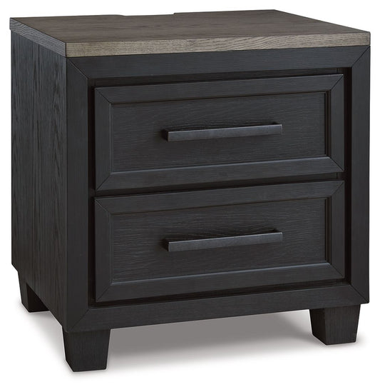 Foyland - Black / Brown - Two Drawer Night Stand - Hornell Furniture Outlet