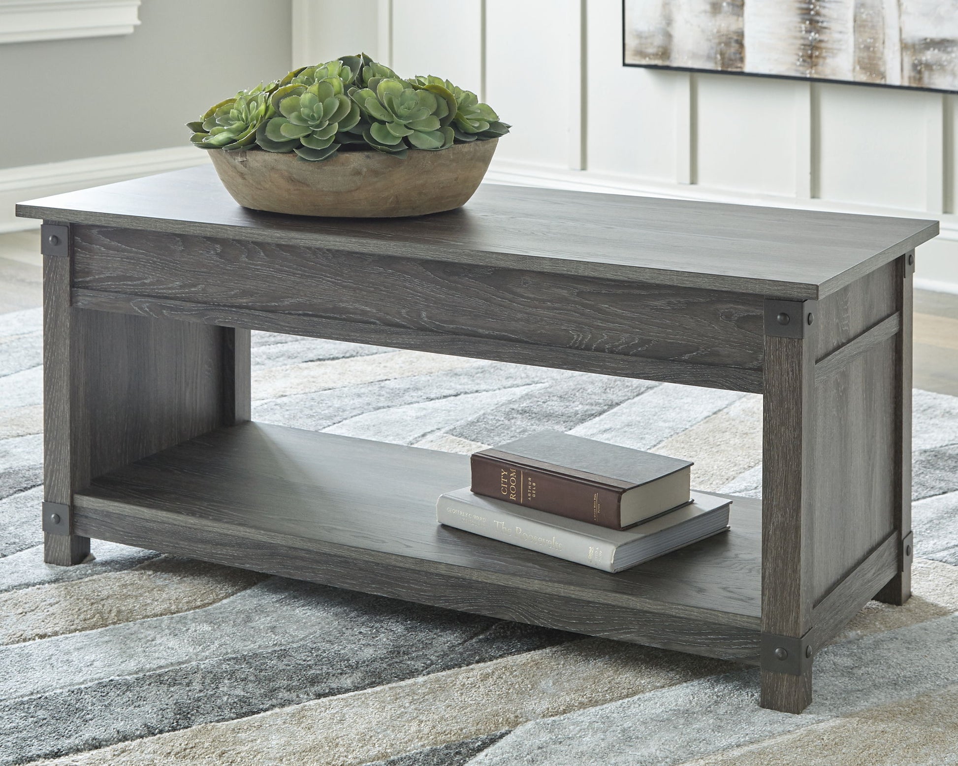 Freedan - Grayish Brown - Rect Lift Top Cocktail Table - Hornell Furniture Outlet