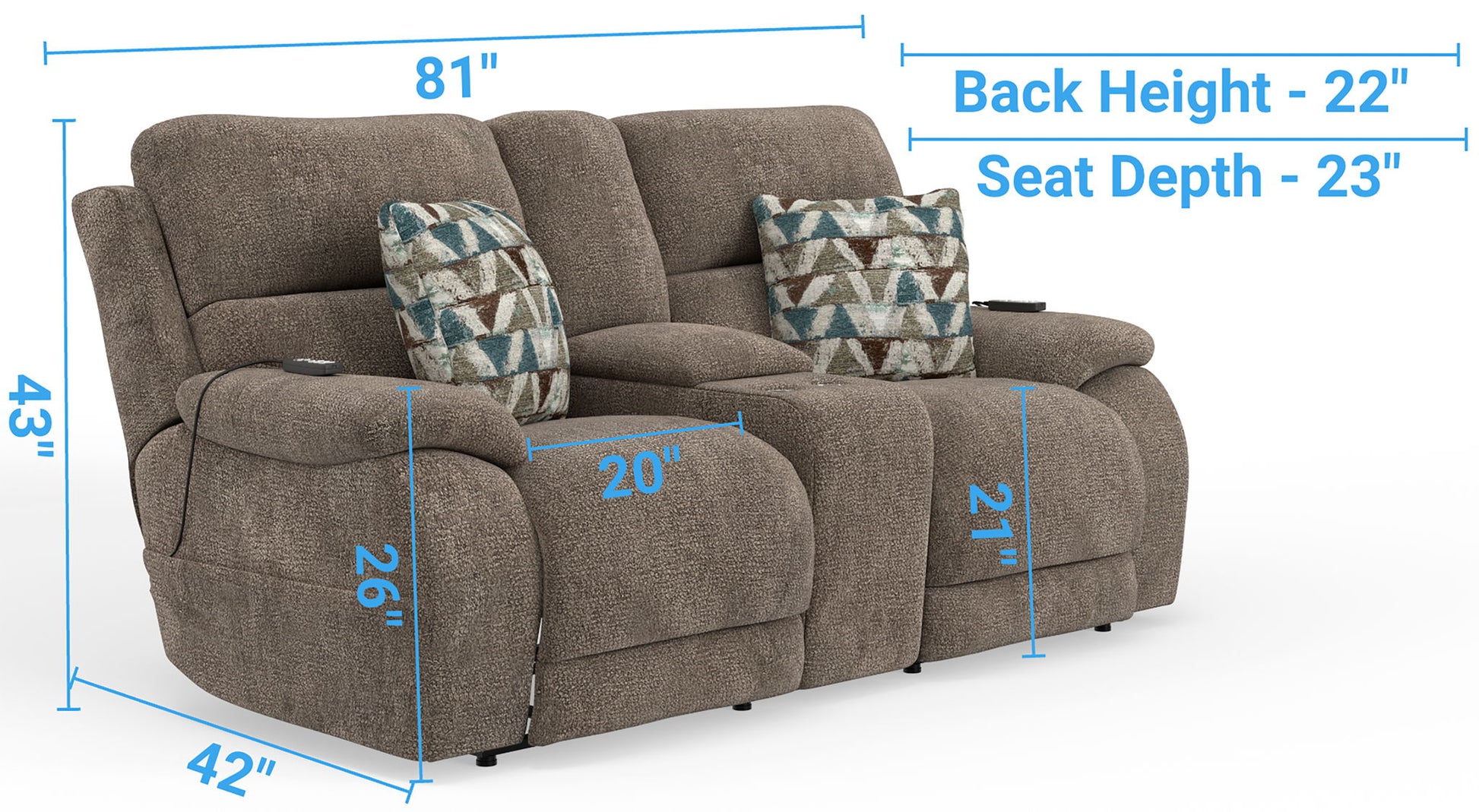 Joya - Power Zero Gravity Reclining Console Loveseat With Power Adjustable Headrest And CR3 Heat/Massage/Lumbar/ZG - Mushroom - Hornell Furniture Outlet