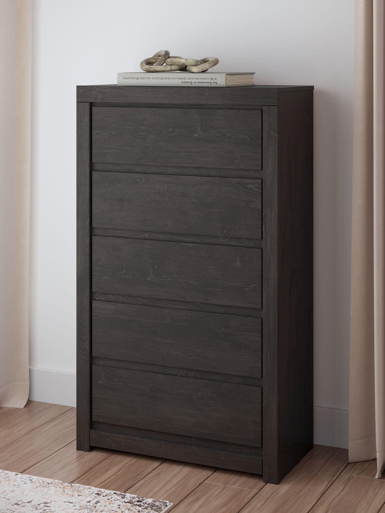Fraluna - Charcoal - Five Drawer Chest - Hornell Furniture Outlet