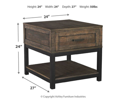 Johurst - Grayish Brown - Rectangular End Table - Hornell Furniture Outlet