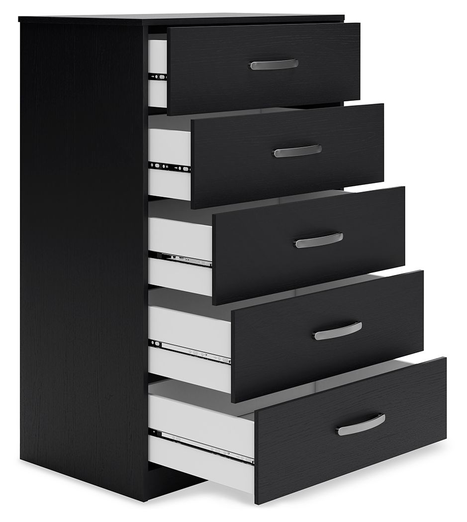 Finch - Five Drawer Chest - 46" Height - Black - Hornell Furniture Outlet