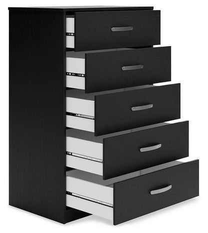 Finch - Five Drawer Chest - 46" Height - Black - Hornell Furniture Outlet