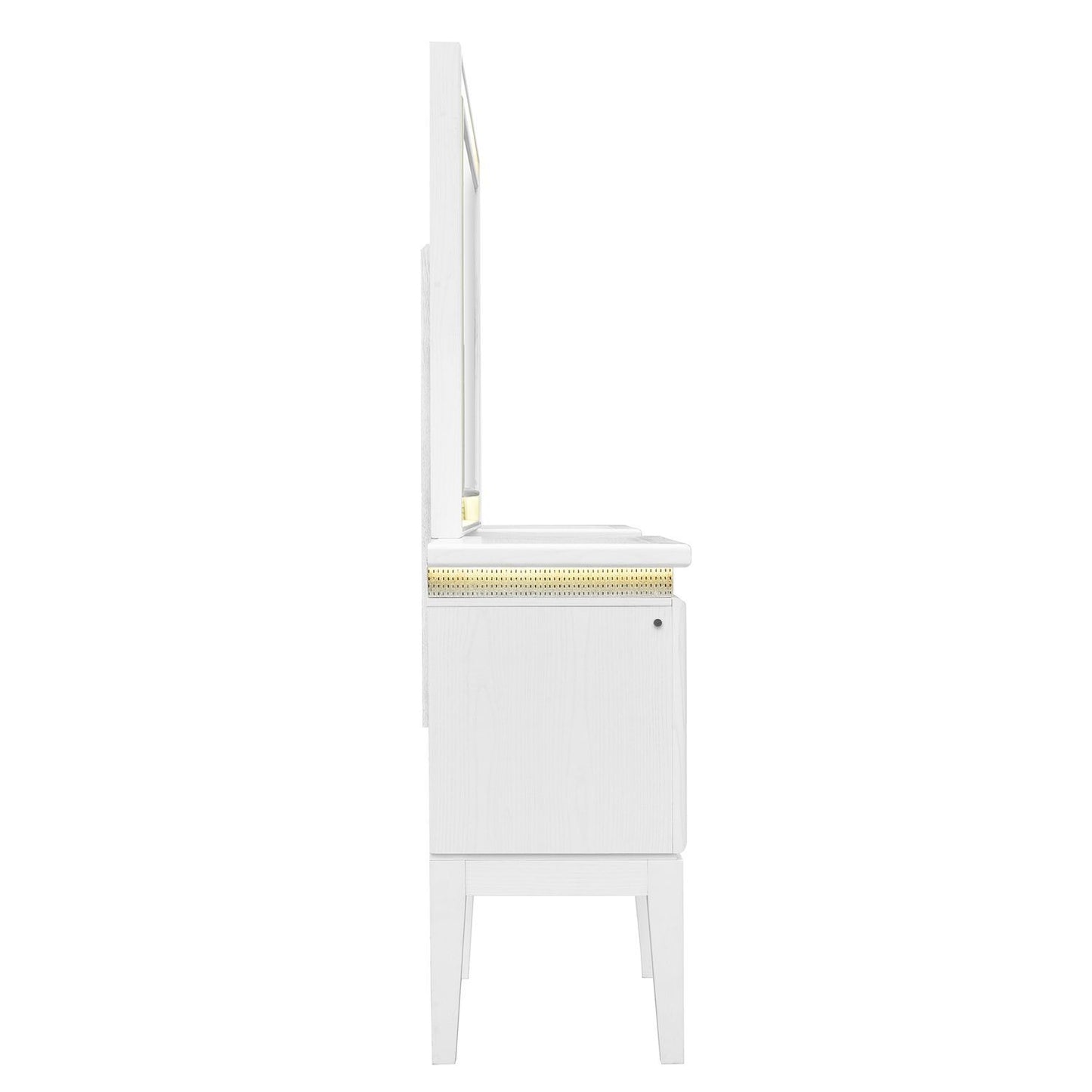 Reflections - Vanity Desk - Pearl White & Rhinestone - Hornell Furniture Outlet