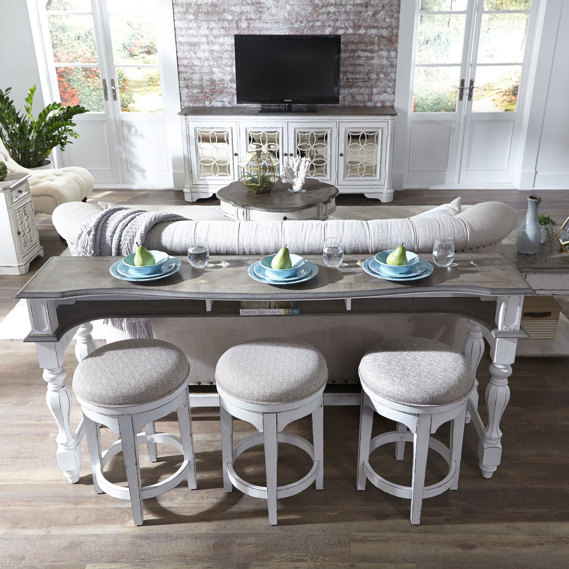 Magnolia Manor - Console Swivel Stool - White - Hornell Furniture Outlet