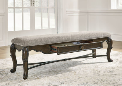 Maylee - Dark Brown - Upholstered Storage Bench - Hornell Furniture Outlet