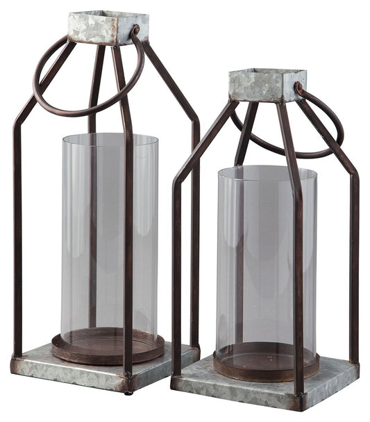 Diedrick - Gray / Black - Lantern Set (Set of 2) - Hornell Furniture Outlet
