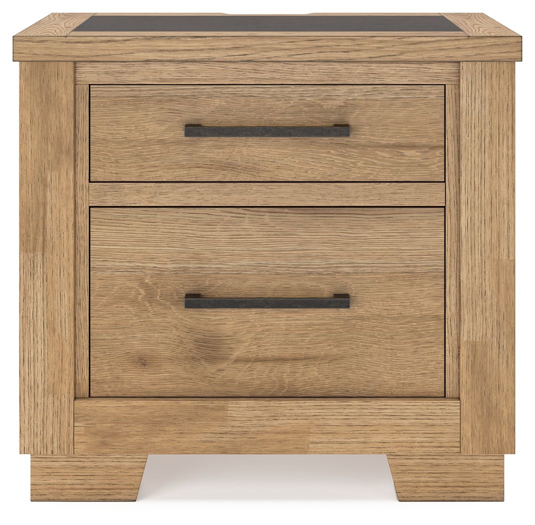 Galliden - Light Brown - Two Drawer Night Stand - Hornell Furniture Outlet